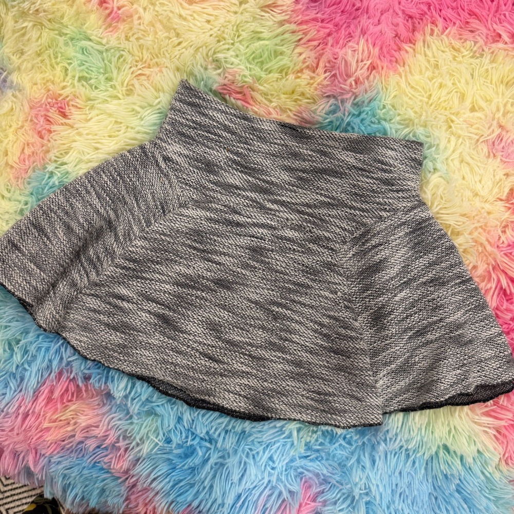 Free People Black White Marled Knit Skater‎ Skirt Flared Mini Size 0